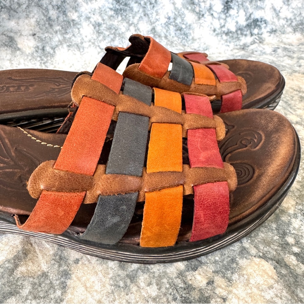 Born Multi-color Lolo Leather Sandals 7 - Tree Print Soles - Picture 3 of 8